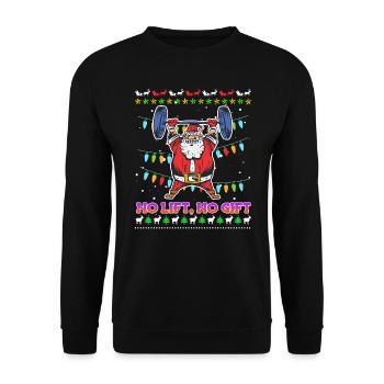 No Lift No Gift Nikolaus Bodybuilder Gym - Sweat-shirt Unisexe - noir - Devant - Alina (178cm) & Michal (187cm)