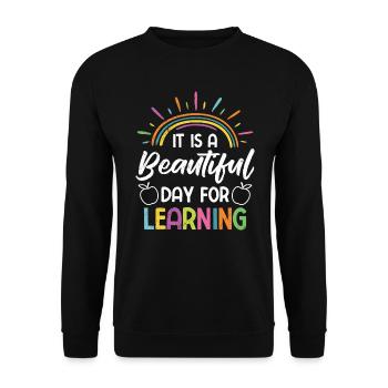 A wonderful day to learn Learning day teachers - Unisex Sweatshirt - black - Front - Alina (178cm) & Michal (187cm)