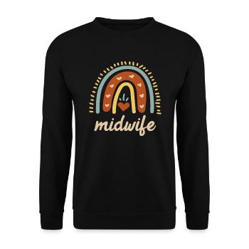 I love children rainbow I am a midwife - Unisex Sweatshirt - black - Front - Alina (178cm) & Michal (187cm)