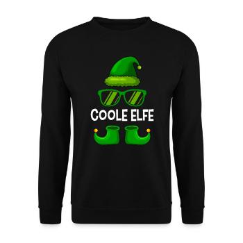 Coole Elfe lustige Weihnachten Nikolaus - Unisex Pullover - Schwarz - Vorne - Alina (178cm) & Michal (187cm)