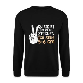 Du siehst ein Peace ich sehe 5-6 cm Hebamme - Unisex Pullover - Schwarz - Vorne - Alina (178cm) & Michal (187cm)