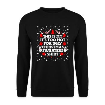 Zu heiß fr Ugly Christmas Sweater - Unisex Pullover - Schwarz - Vorne - Alina (178cm) & Michal (187cm)