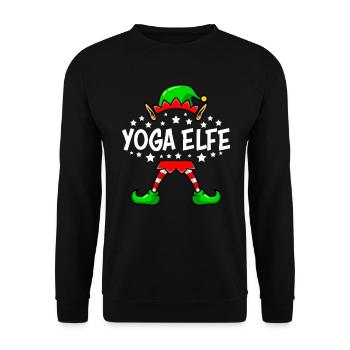 Yoga Elfe Weihnachten Yogalehrer Nikolaus - Unisex Pullover - Schwarz - Vorne - Alina (178cm) & Michal (187cm)