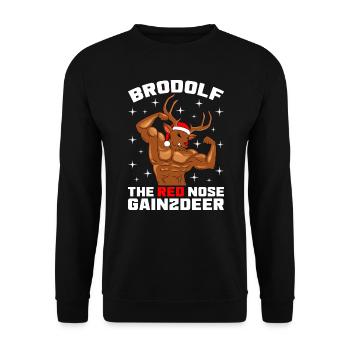 Brodolf the red nose gainzdeer - Unisex Pullover - Schwarz - Vorne - Alina (178cm) & Michal (187cm)