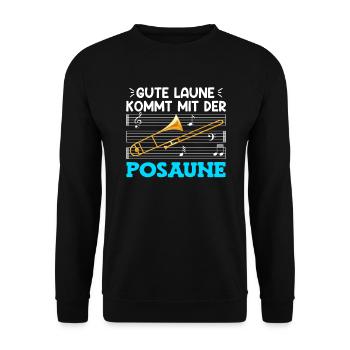 L’humeur du musicien vient avec le trombone - Sweat-shirt Unisexe - noir - Devant - Alina (178cm) & Michal (187cm)
