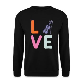 Musiker Musikerin Ich liebe meine Geige - Unisex Pullover - Schwarz - Vorne - Alina (178cm) & Michal (187cm)
