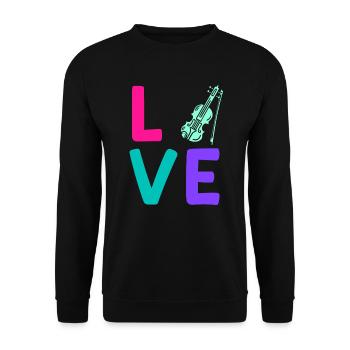 Musiker Musikerin Ich liebe meine Geige - Unisex Pullover - Schwarz - Vorne - Alina (178cm) & Michal (187cm)