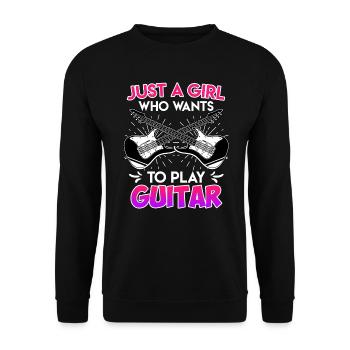 Nur ein Mädchen das gerne Gitarre spielt Gitarre - Unisex Pullover - Schwarz - Vorne - Alina (178cm) & Michal (187cm)
