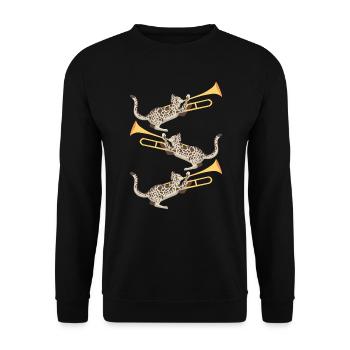 Musicien avec chat avec trombone - Sweat-shirt Unisexe - noir - Devant - Alina (178cm) & Michal (187cm)
