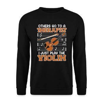 Others go to the therapist I play violin - Unisex Sweatshirt - black - Front - Alina (178cm) & Michal (187cm)