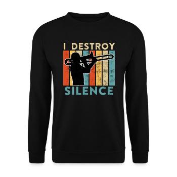 Je détruis le calme que je joue du trombone - Sweat-shirt Unisexe - noir - Devant - Alina (178cm) & Michal (187cm)
