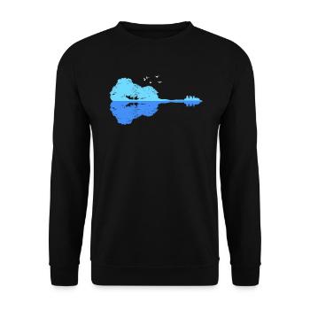Lagerfeuer Natur Pfadfinder am See Gitarre - Unisex Pullover - Schwarz - Vorne - Alina (178cm) & Michal (187cm)