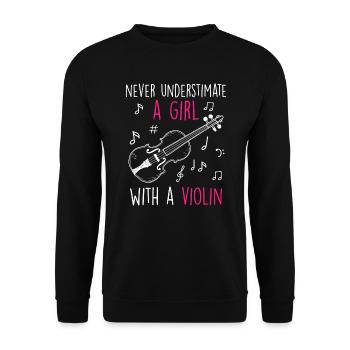 Don't underestimate a girl with a violin - Unisex Sweatshirt - black - Front - Alina (178cm) & Michal (187cm)