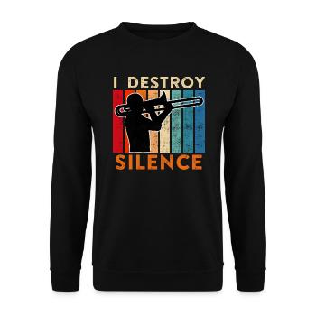 Je détruis le calme que je joue du trombone - Sweat-shirt Unisexe - noir - Devant - Alina (178cm) & Michal (187cm)