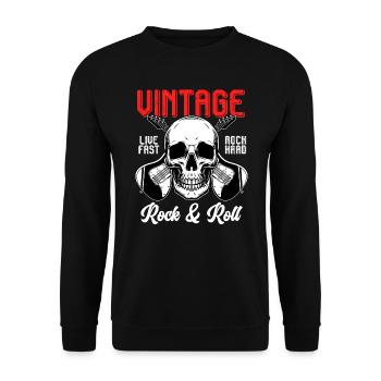 Rock&Roll Rock Rock Metal Gitarre - Unisex Pullover - Schwarz - Vorne - Alina (178cm) & Michal (187cm)