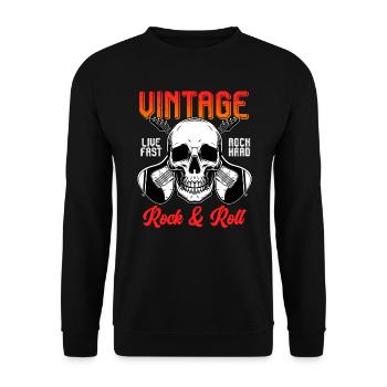 Rock&Roll Rock Rock Metal Gitarre - Unisex Pullover - Schwarz - Vorne - Alina (178cm) & Michal (187cm)