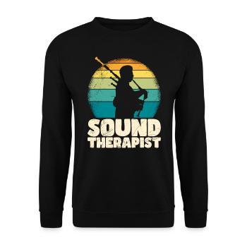 I am a sound therapist I play bagpipes - Unisex Sweatshirt - black - Front - Alina (178cm) & Michal (187cm)