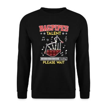 Dudelsacktalent wird geladen Ich lerne Dudelsack - Unisex Pullover - Schwarz - Vorne - Alina (178cm) & Michal (187cm)