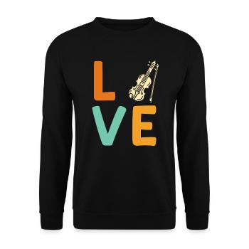 Musiker Musikerin Ich liebe meine Geige - Unisex Pullover - Schwarz - Vorne - Alina (178cm) & Michal (187cm)