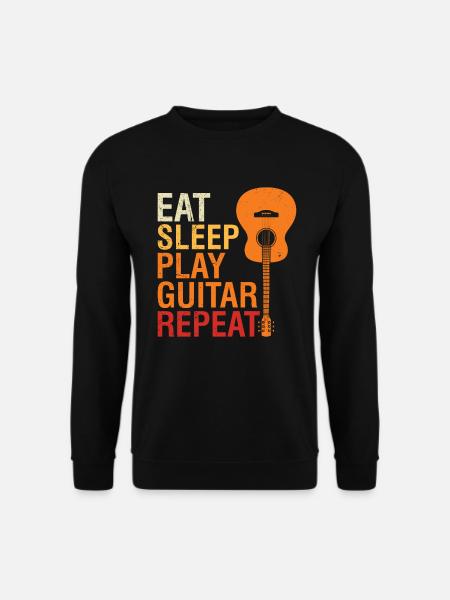 Essen schlafen Gitarre spielen Gitarrist - Unisex Pullover - Schwarz
