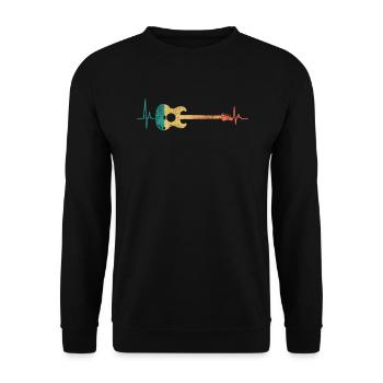 Musicien Professeur de musique mon cœur bat pour guitare - Sweat-shirt Unisexe - noir - Devant - Alina (178cm) & Michal (187cm)