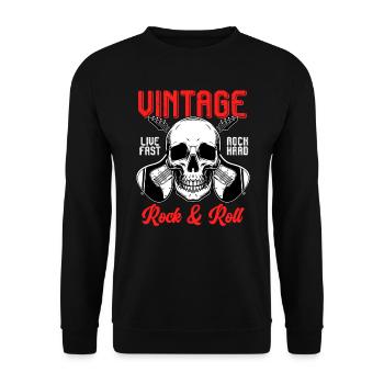 Rock&Roll Rock Rock Metal Gitarre - Unisex Pullover - Schwarz - Vorne - Alina (178cm) & Michal (187cm)