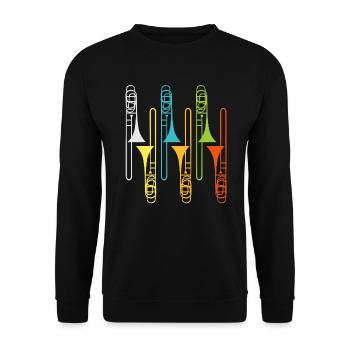Musicien tromboniste Professeur de musique Je joue du trombone - Sweat-shirt Unisexe - noir - Devant - Alina (178cm) & Michal (187cm)