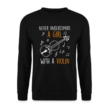 Don't underestimate a girl with a violin - Unisex Sweatshirt - black - Front - Alina (178cm) & Michal (187cm)