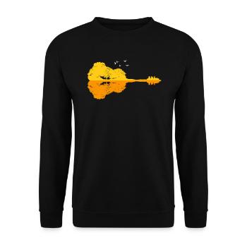 Lagerfeuer Natur Pfadfinder am See Gitarre - Unisex Pullover - Schwarz - Vorne - Alina (178cm) & Michal (187cm)