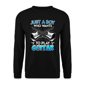Nur ein Junge der gerne Gitarre spielt Gitarre - Unisex Pullover - Schwarz - Vorne - Alina (178cm) & Michal (187cm)
