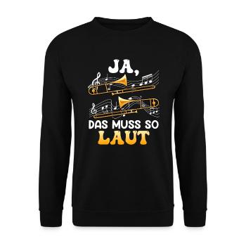 Musiker Ja das muss so laut ich spiele Posaune - Unisex Pullover - Schwarz - Vorne - Alina (178cm) & Michal (187cm)