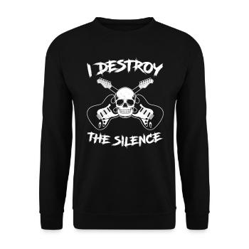 Rock I destroy the silence I play guitar - Unisex Sweatshirt - black - Front - Alina (178cm) & Michal (187cm)
