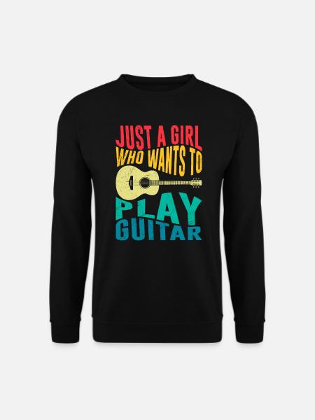 Musikerin Nur ein Mädchen das spielt gerne Gitarre - Unisex Pullover - Schwarz