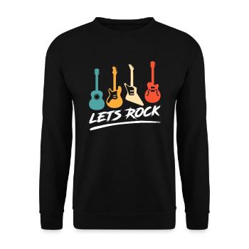 Musiker Let s rock ich spiele Gitarre - Unisex Pullover - Schwarz - Vorne - Alina (178cm) & Michal (187cm)