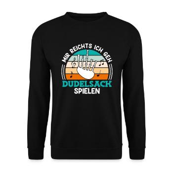 Musicien je suis assez je joue de la cornemuse maintenant - Sweat-shirt Unisexe - noir - Devant - Alina (178cm) & Michal (187cm)