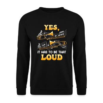 Musiker Ja das muss so laut ich spiele Posaune - Unisex Pullover - Schwarz - Vorne - Alina (178cm) & Michal (187cm)
