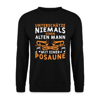 Don't underestimate an old man with a trombone - Unisex Sweatshirt - black - Front - Alina (178cm) & Michal (187cm)