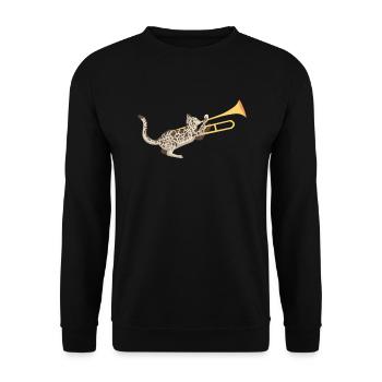 Musicien avec chat avec trombone - Sweat-shirt Unisexe - noir - Devant - Alina (178cm) & Michal (187cm)