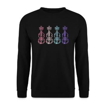 Ich bin Musiker Ich spiele die Geige - Unisex Pullover - Schwarz - Vorne - Alina (178cm) & Michal (187cm)