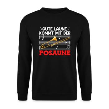 L’humeur du musicien vient avec le trombone - Sweat-shirt Unisexe - noir - Devant - Alina (178cm) & Michal (187cm)
