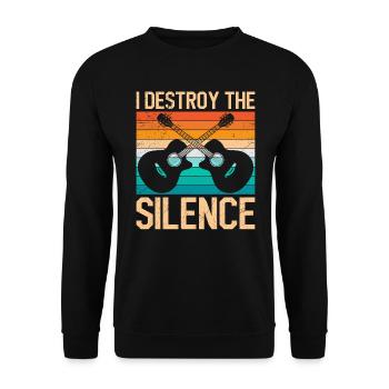 Je détruis le silence Je joue de la guitare - Sweat-shirt Unisexe - noir - Devant - Alina (178cm) & Michal (187cm)