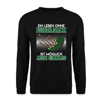 Possible but pointless Life without bagpipes - Unisex Sweatshirt - black - Front - Alina (178cm) & Michal (187cm)