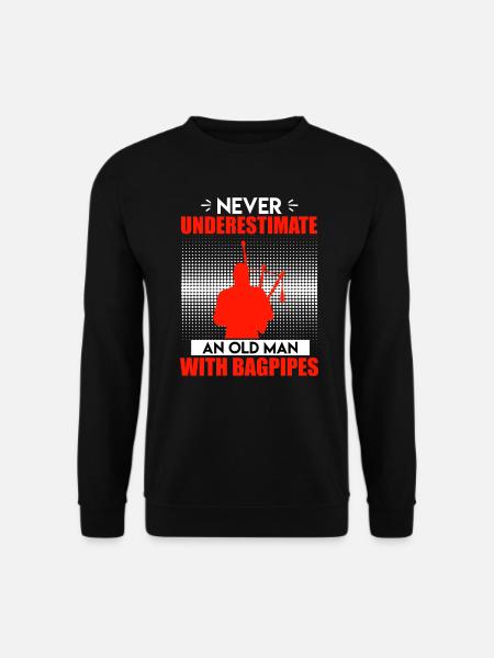Unterschätze nie einen alten Mann mit Dudelsack - Unisex Pullover - Schwarz