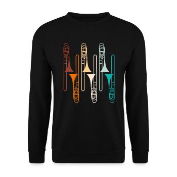 Musicien tromboniste Professeur de musique Je joue du trombone - Sweat-shirt Unisexe - noir - Devant - Alina (178cm) & Michal (187cm)