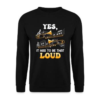 Musiker Ja das muss so laut ich spiele Posaune - Unisex Pullover - Schwarz - Vorne - Alina (178cm) & Michal (187cm)