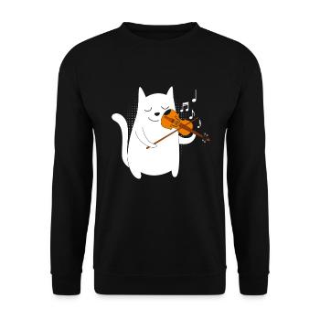 Musicien avec chat je joue du violon - Sweat-shirt Unisexe - noir - Devant - Alina (178cm) & Michal (187cm)
