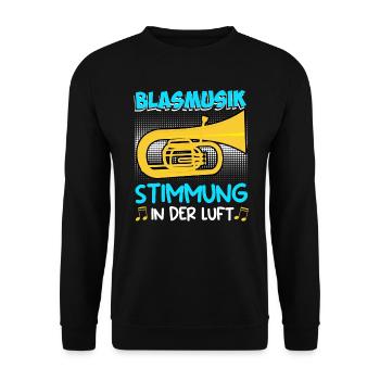Tuba Trompete Stimmung in der Luft Blasmusik - Unisex Pullover - Schwarz - Vorne - Alina (178cm) & Michal (187cm)