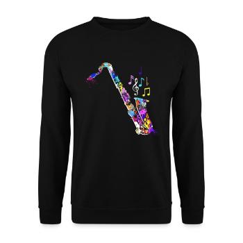 Jazz Band Orchester Ich spiele Saxophon - Unisex Pullover - Schwarz - Vorne - Alina (178cm) & Michal (187cm)