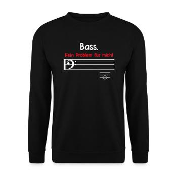 Bassschlüssel Bass ist kein Problem für mich Noten - Unisex Pullover - Schwarz - Vorne - Alina (178cm) & Michal (187cm)
