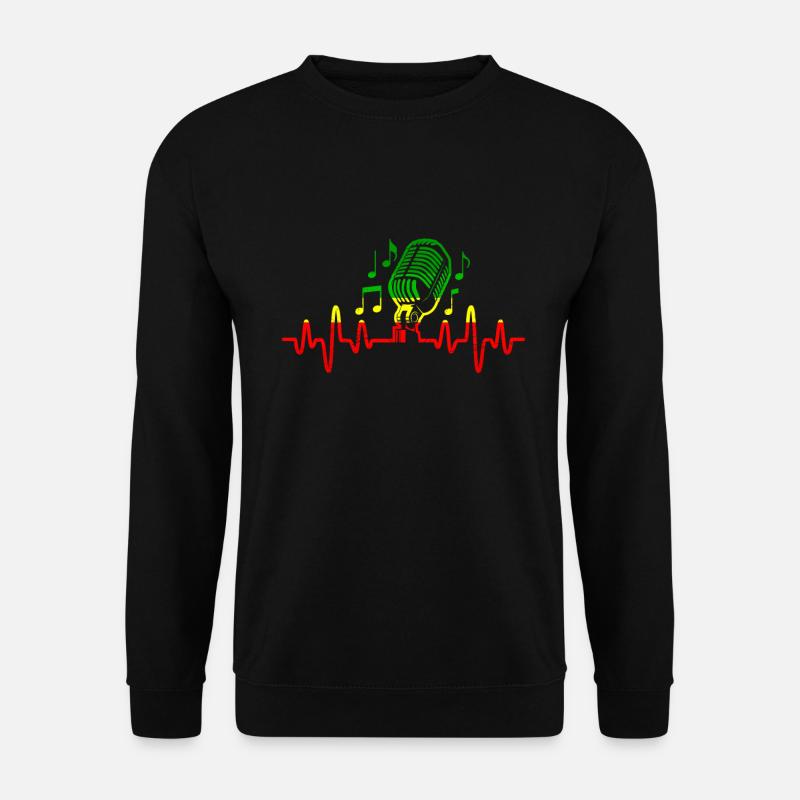 Herzschlag Reggae Musik Ich liebe Musik Noten - Unisex Pullover - Schwarz